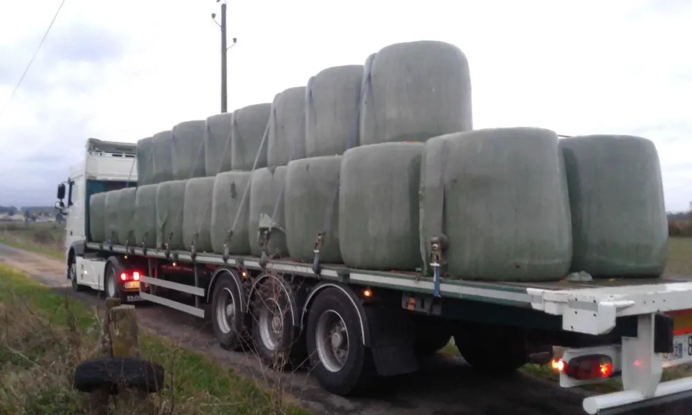 Camion transportant ballot de foin